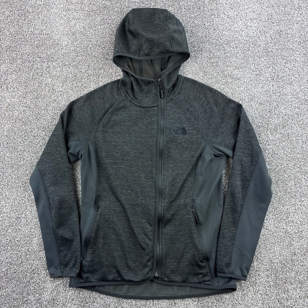The North Face Hoodie Jacket Women's Large Gray Fleece Full Zip Outdoor Lined